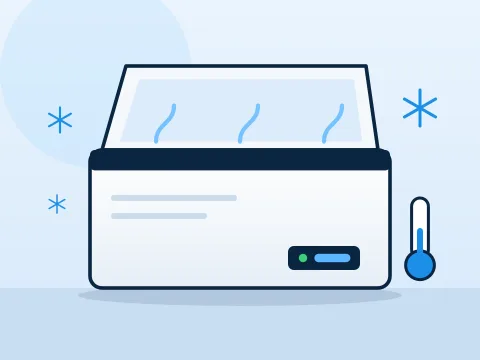 Ilustração de freezer horizontal aberto